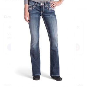 Vigoss Women's Blue Boot Cut Jeans Waist 26 Length 33 Pockets & Wite Stitching